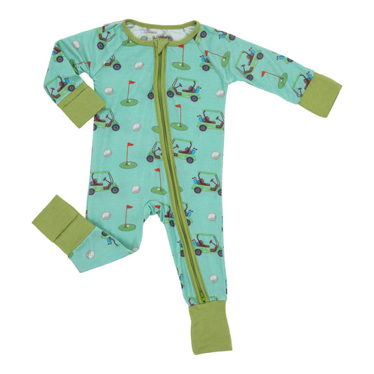 Golf A Round Baby Bamboo Pajamas, 2 Way Zipper Baby Romper