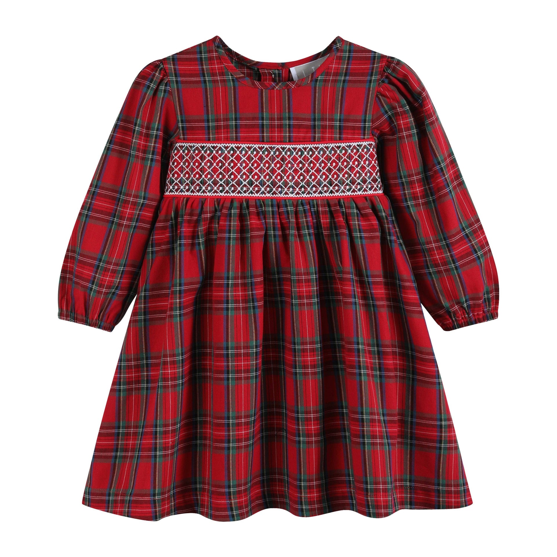 Red and Green Christmas Plaid Smocked Dress Red / 18-24M