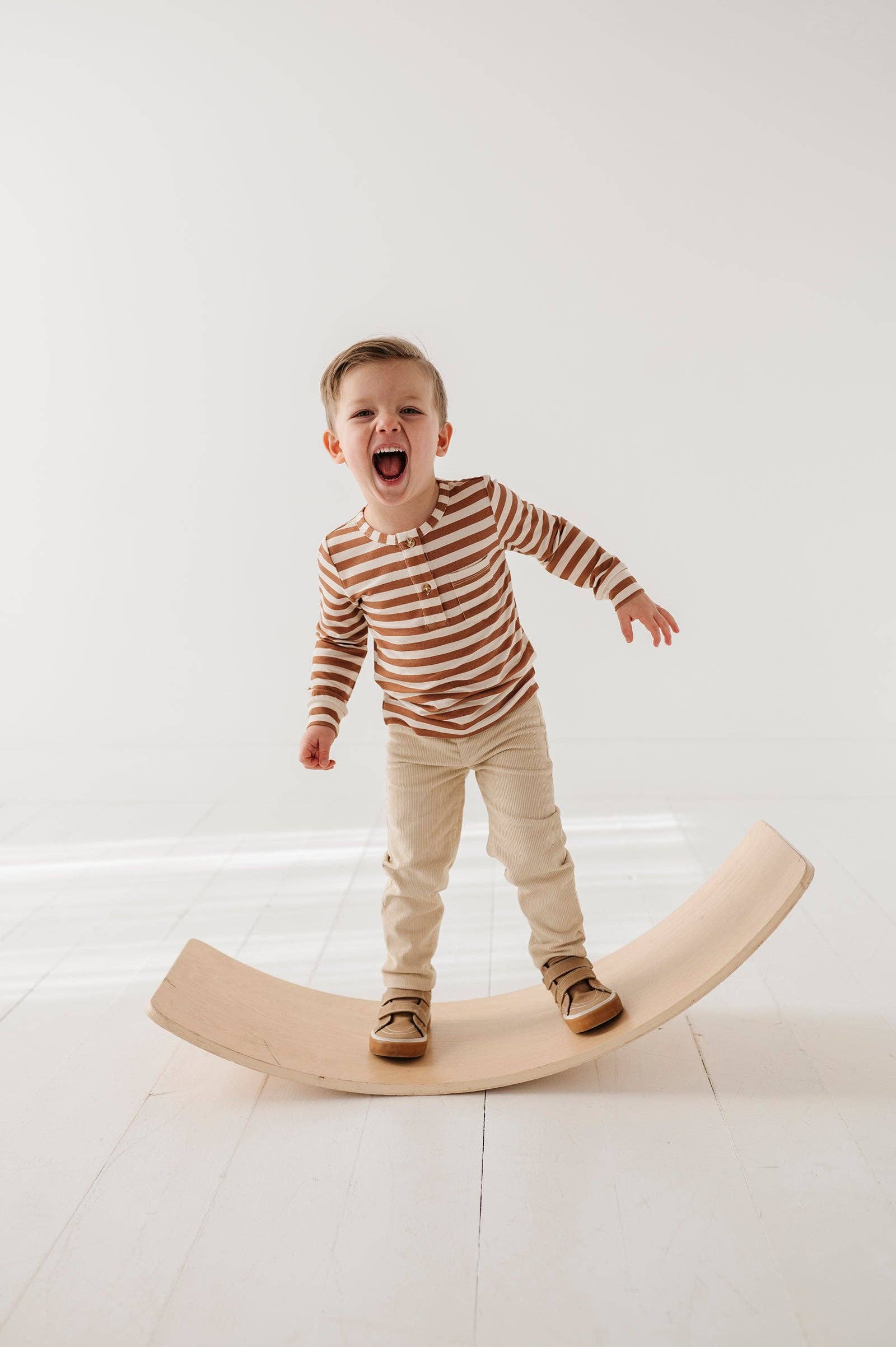 Boy's Long Sleeve Henley Shirt Bamboo