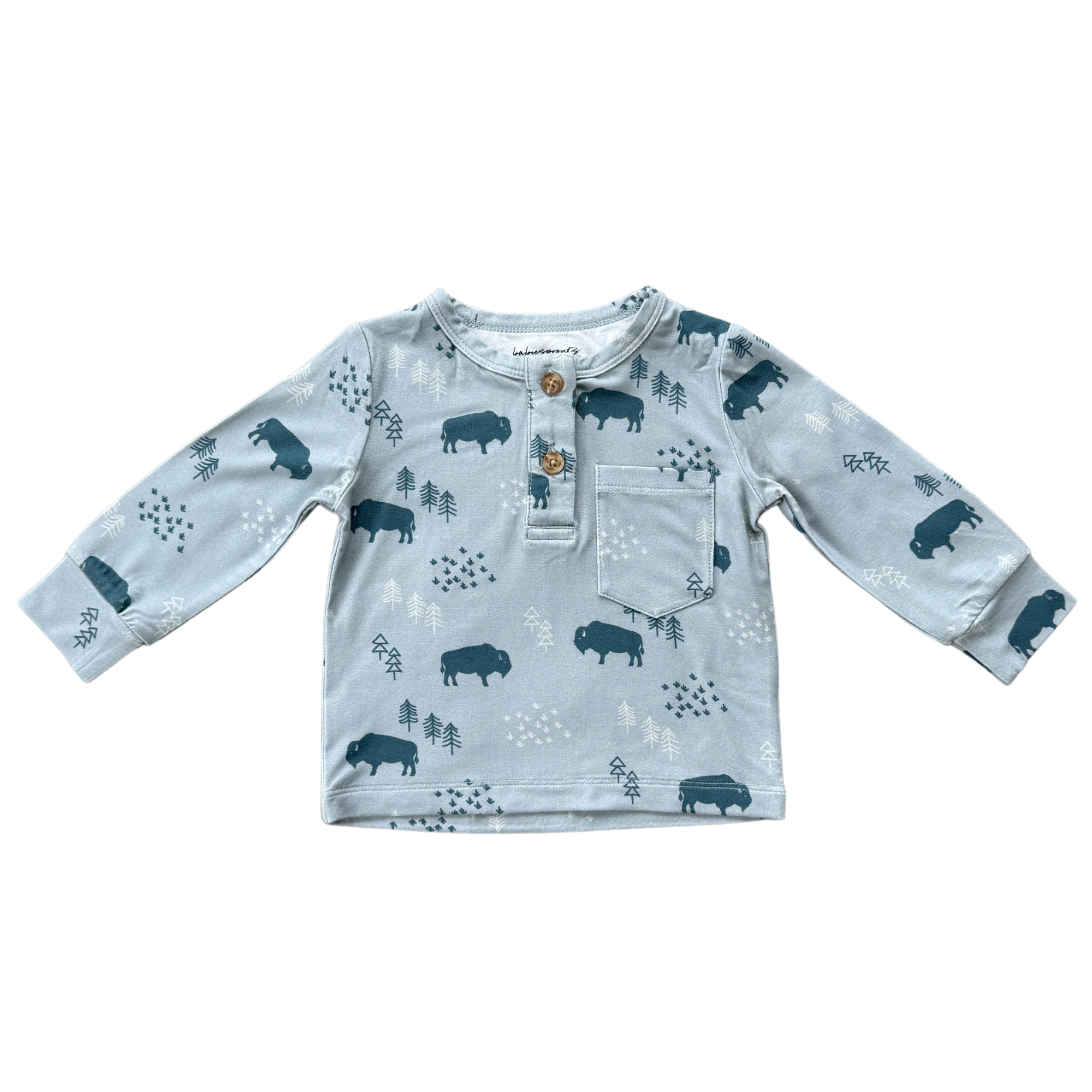 Boy's Long Sleeve Henley Shirt Bamboo