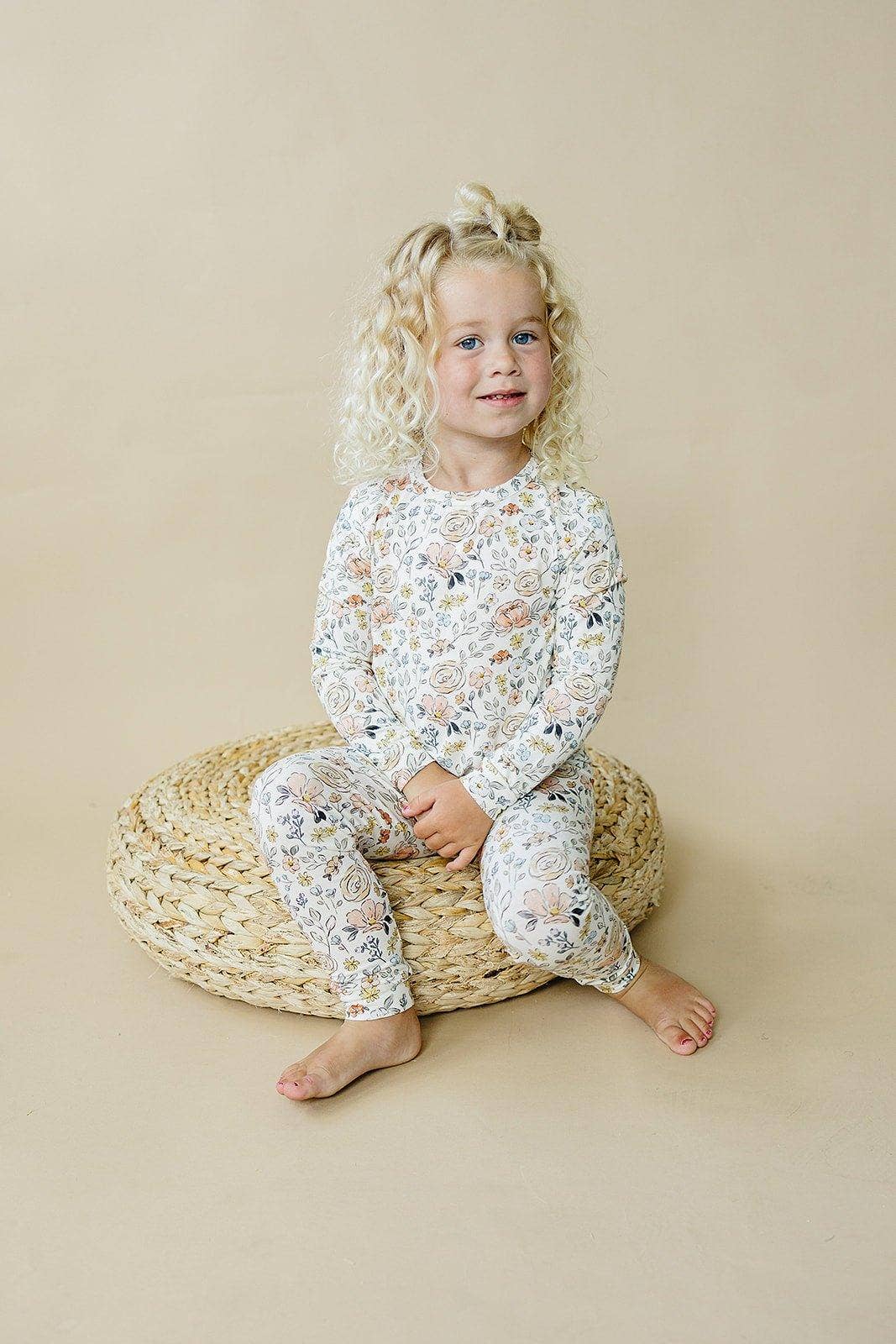 Pastel Petals 2pc Modal Pajamas - Floral Toddler Girl PJ Set