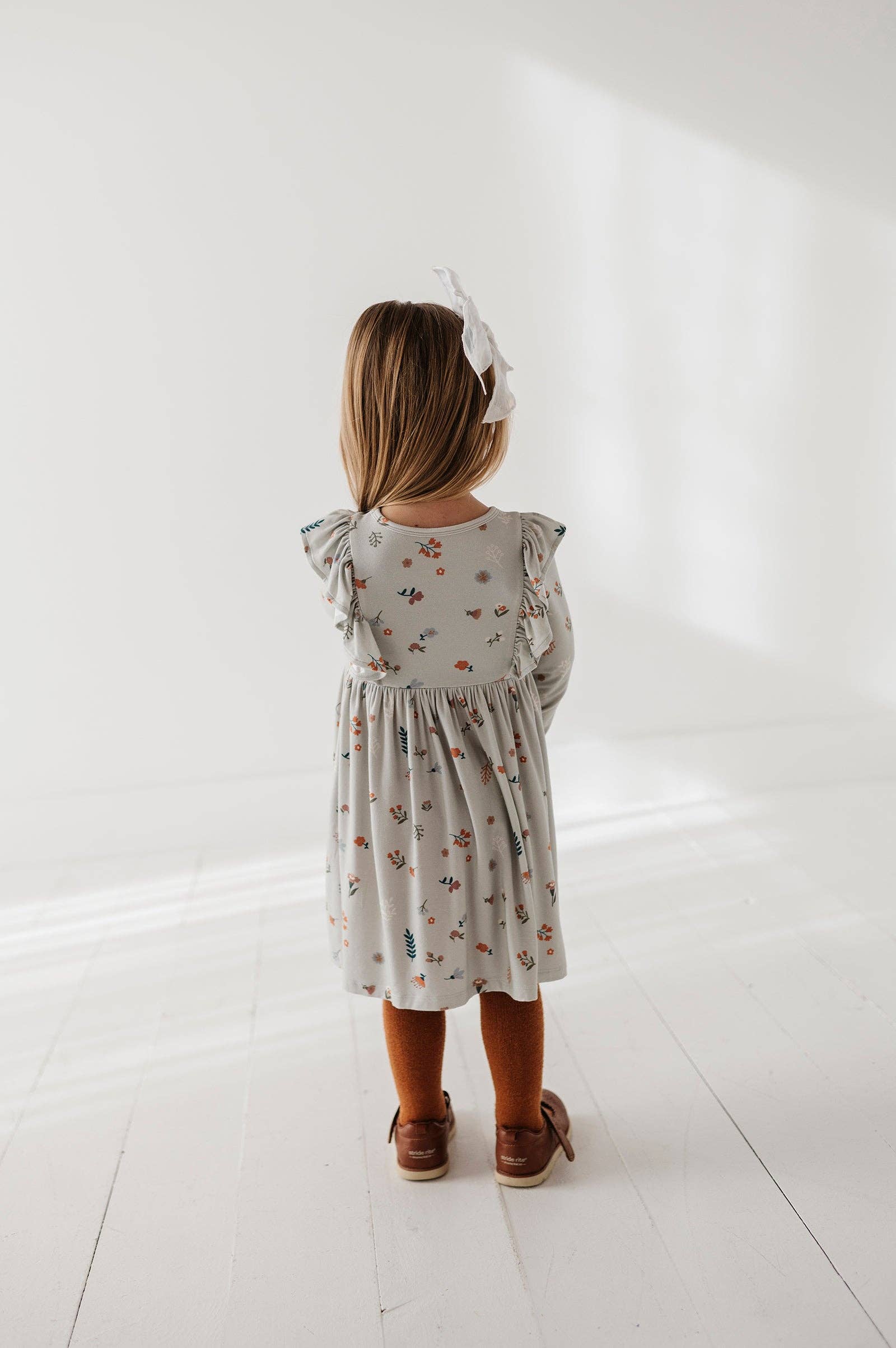 Long Sleeve Ruffle Dress Bamboo