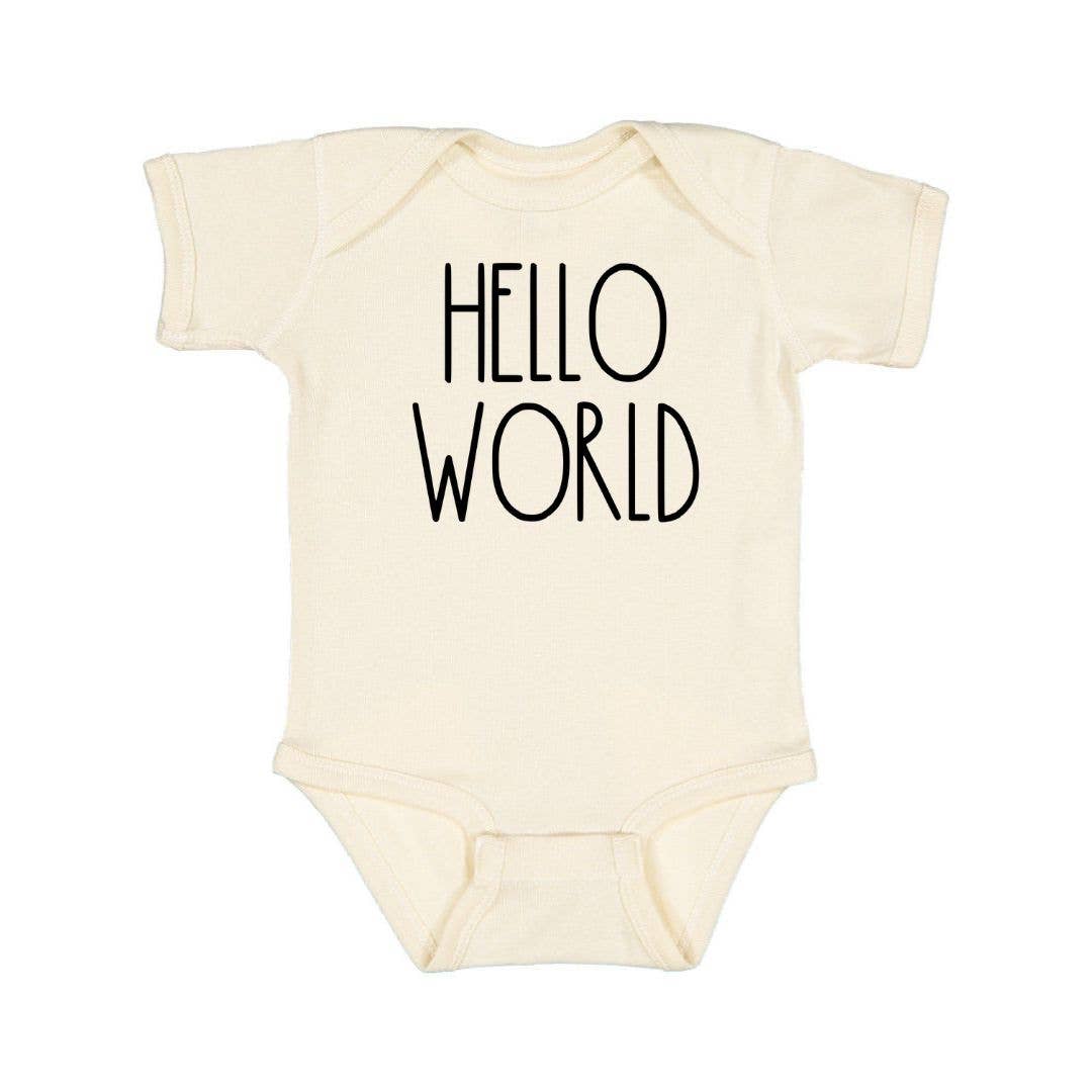 Hello World Short Sleeve Bodysuit - Baby Bodysuit