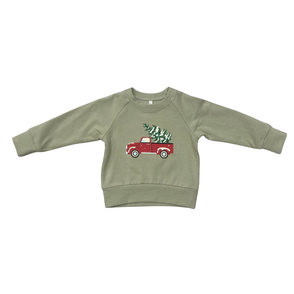 Boy's Raglan Sweatshirt - Christmas Truck on Evergreen