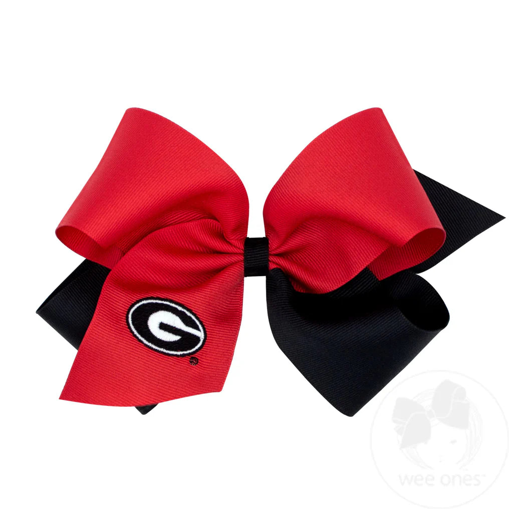 Medium Two-tone Collegiate Embroidered Grosgrain Hair Bow