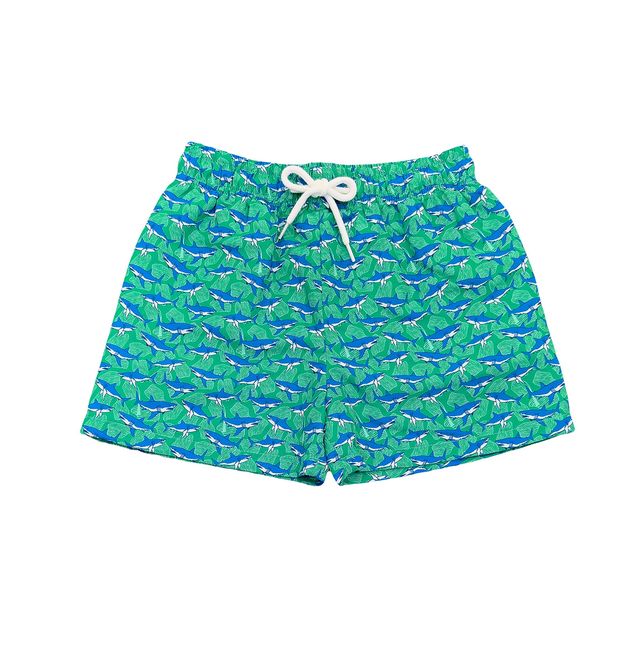 Saint Simons Swim Trunk-Green Sharks