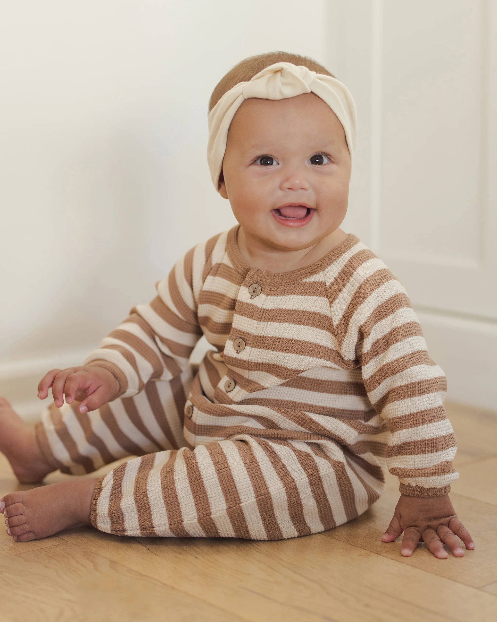 Waffle Long Sleeve Jumpsuit || Harvest Stripe