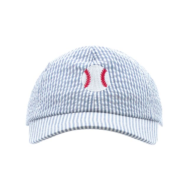 Boys Embroidered Baseball Seersucker Denim Ball Cap