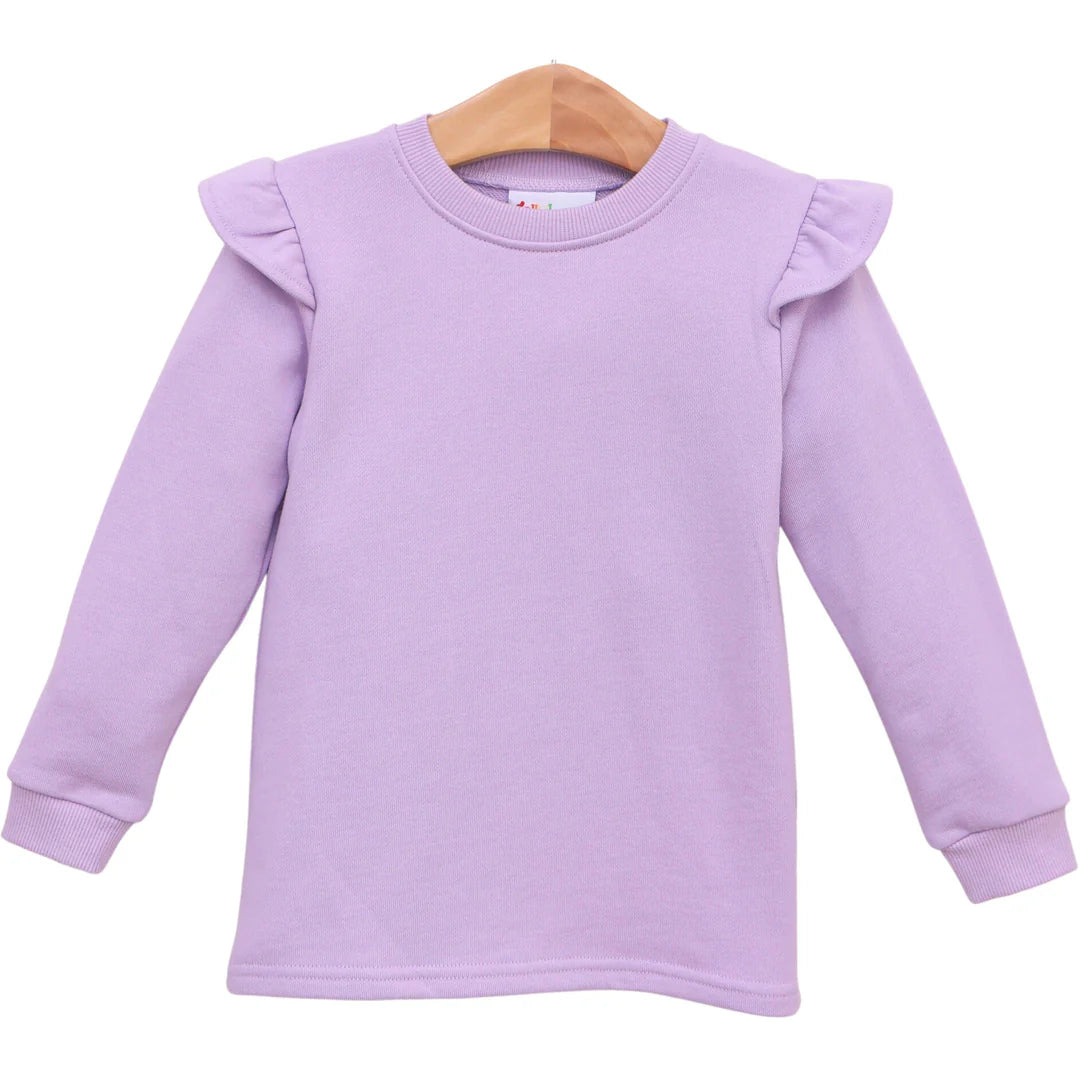 French Terry Flutter Pullover- Lavender
