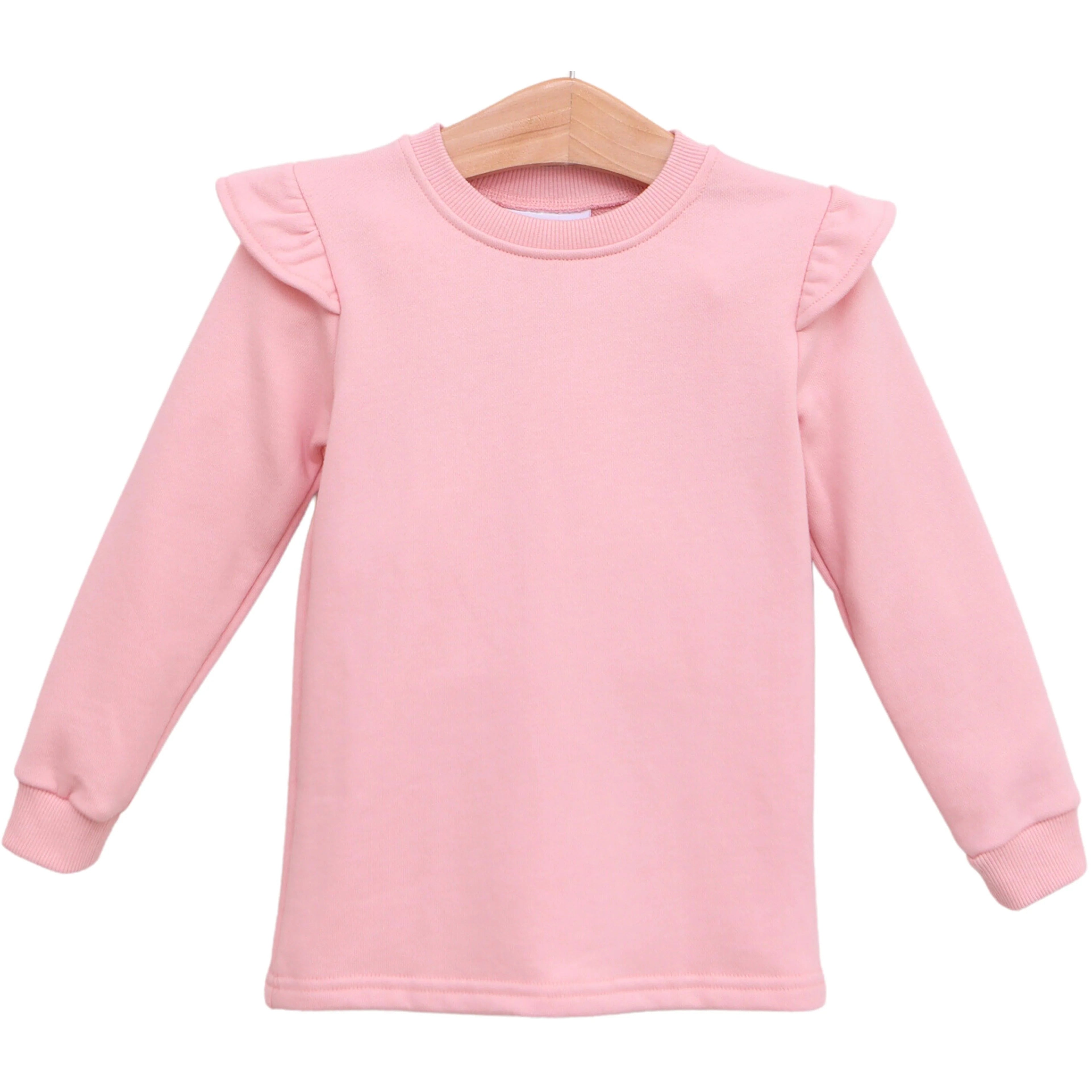 French Terry Flutter Pullover- Light Pink
