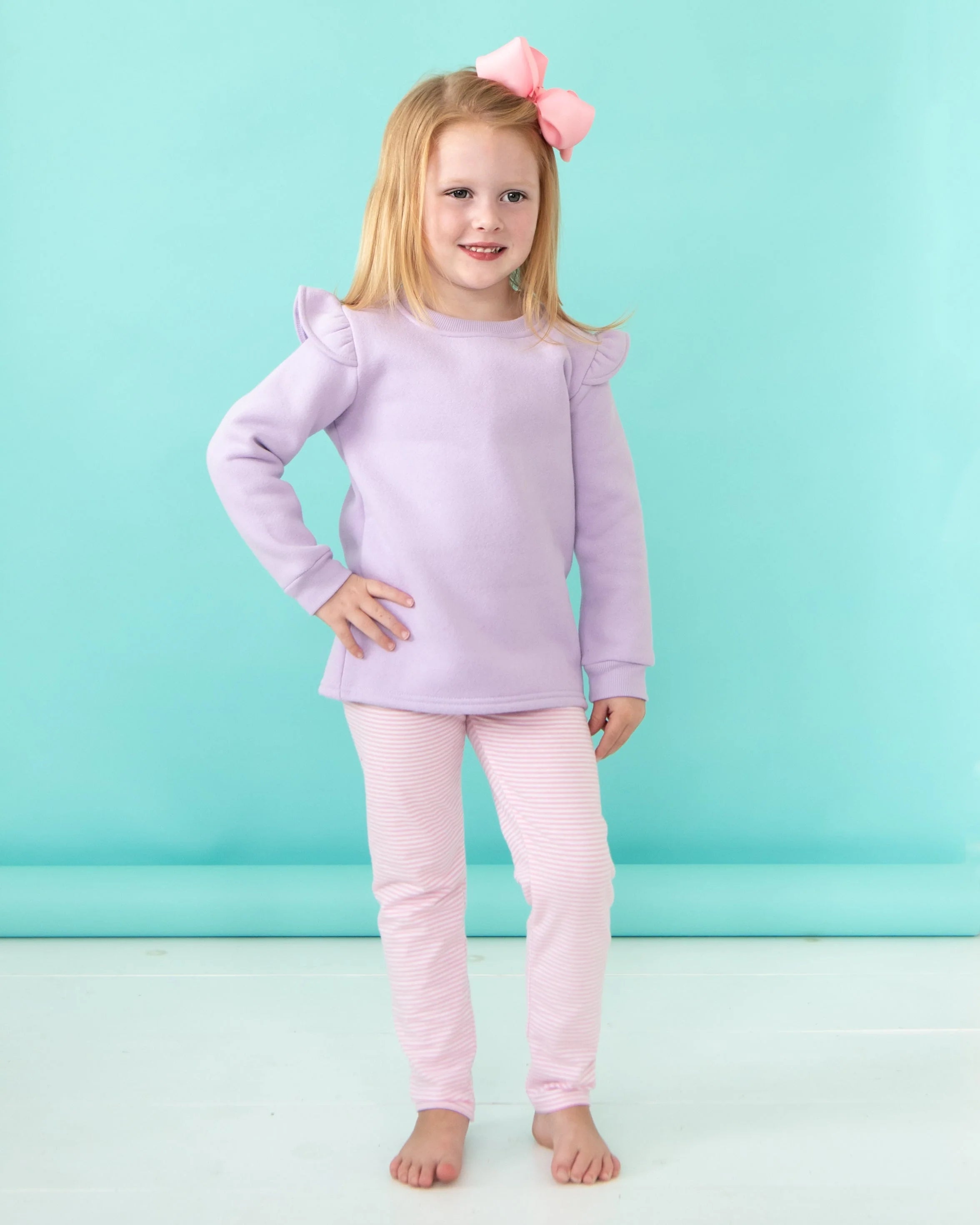 French Terry Flutter Pullover- Lavender