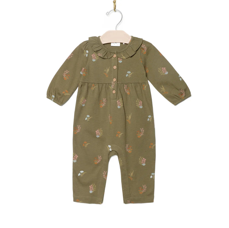 Frill Collar Romper- Lichen Mushrooms