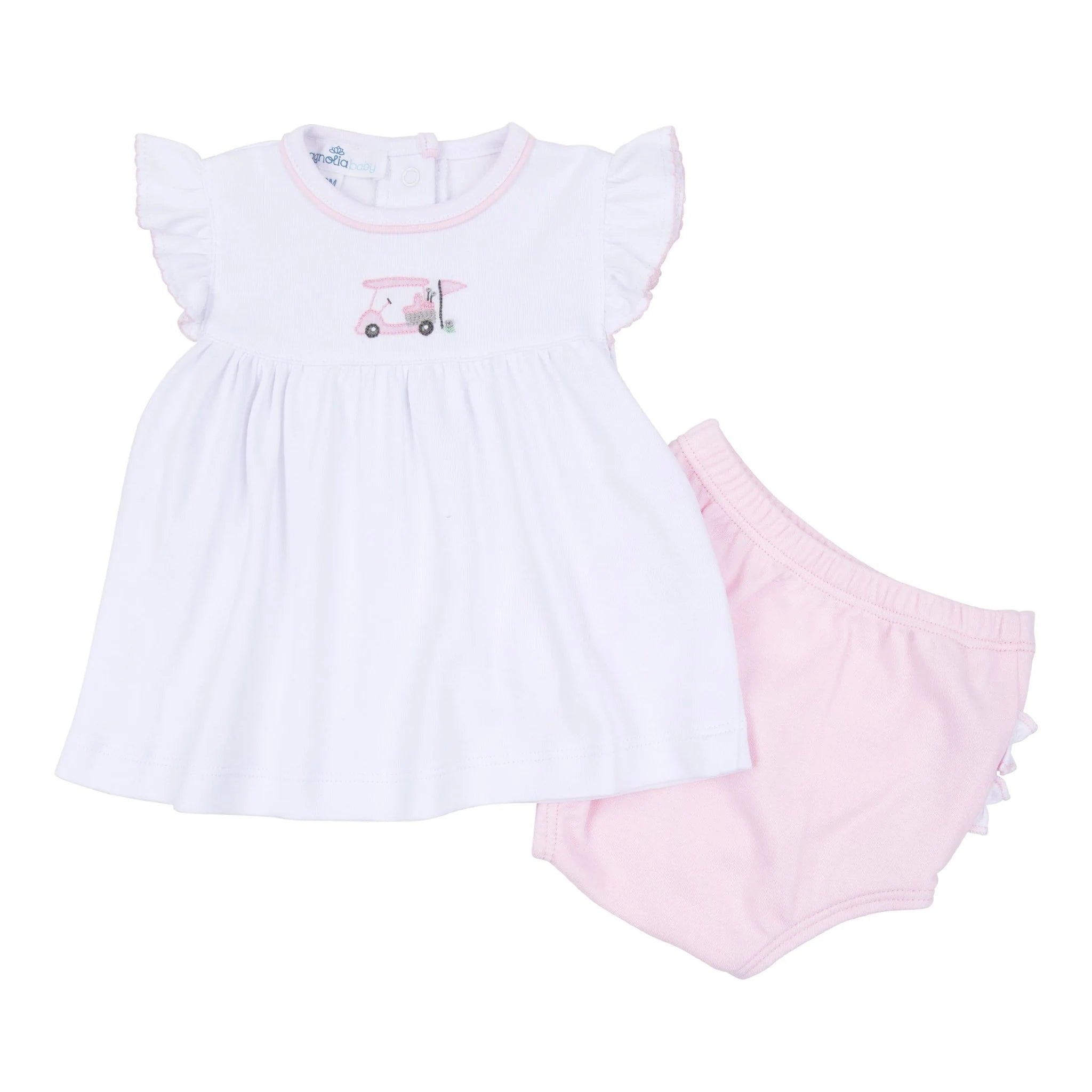 Little Golfer Ruffle Diaper Cover Set - Pink