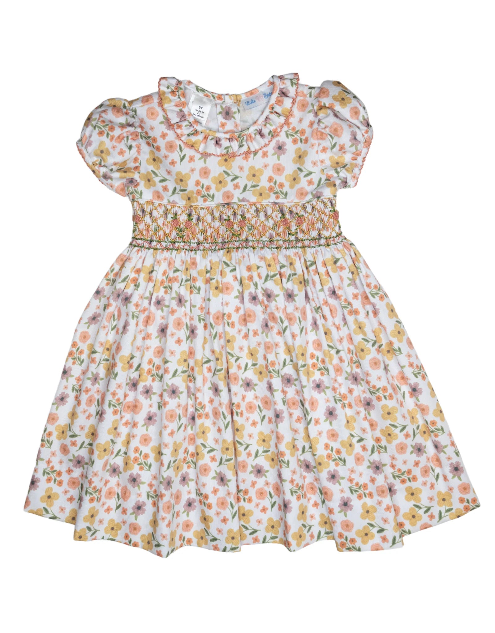 Rose Floral Smocked Waist Dress