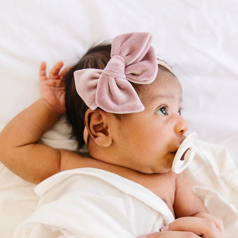 Velvet-Mauve Bow Headband