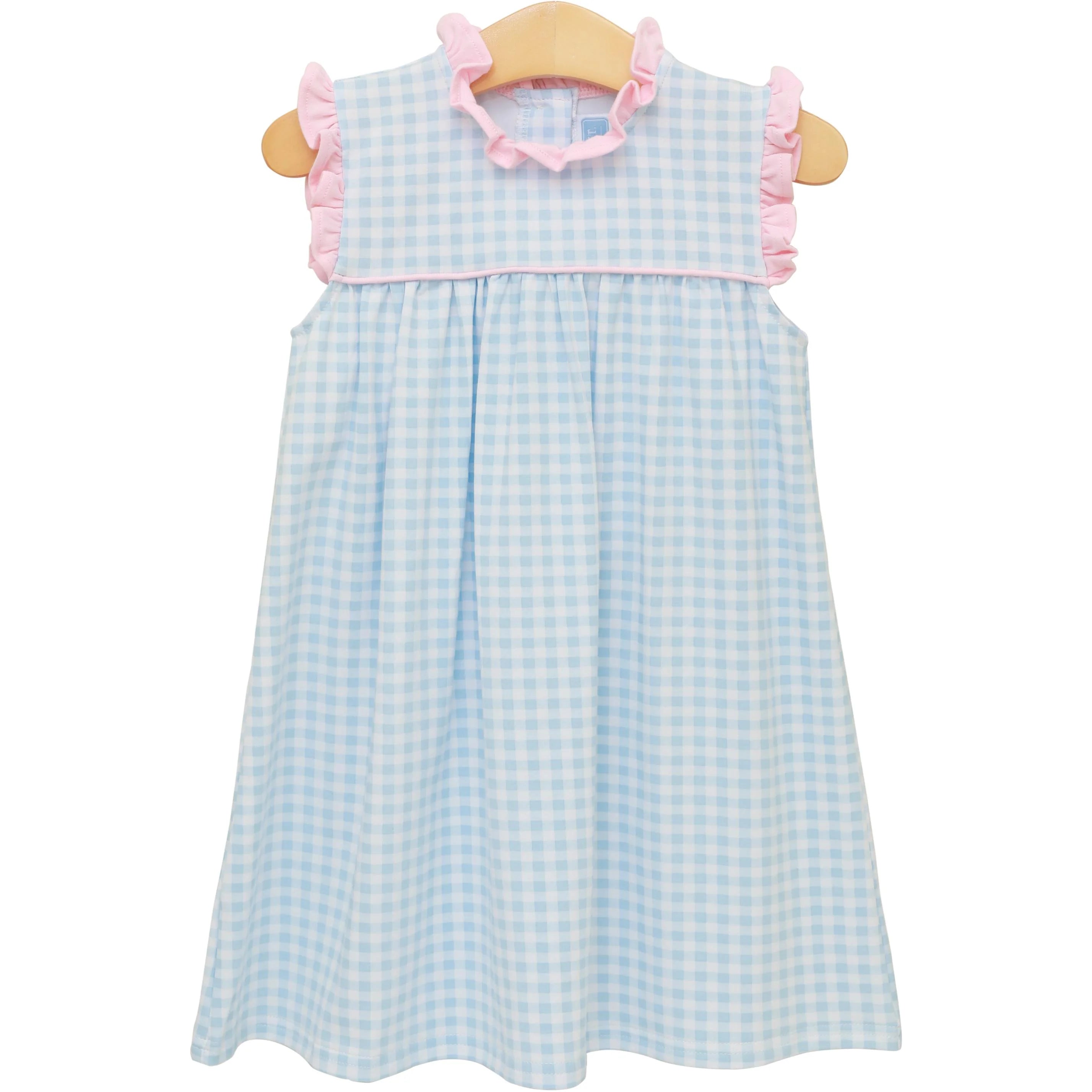 Meredith Dress - Light Blue/Pink Gingham