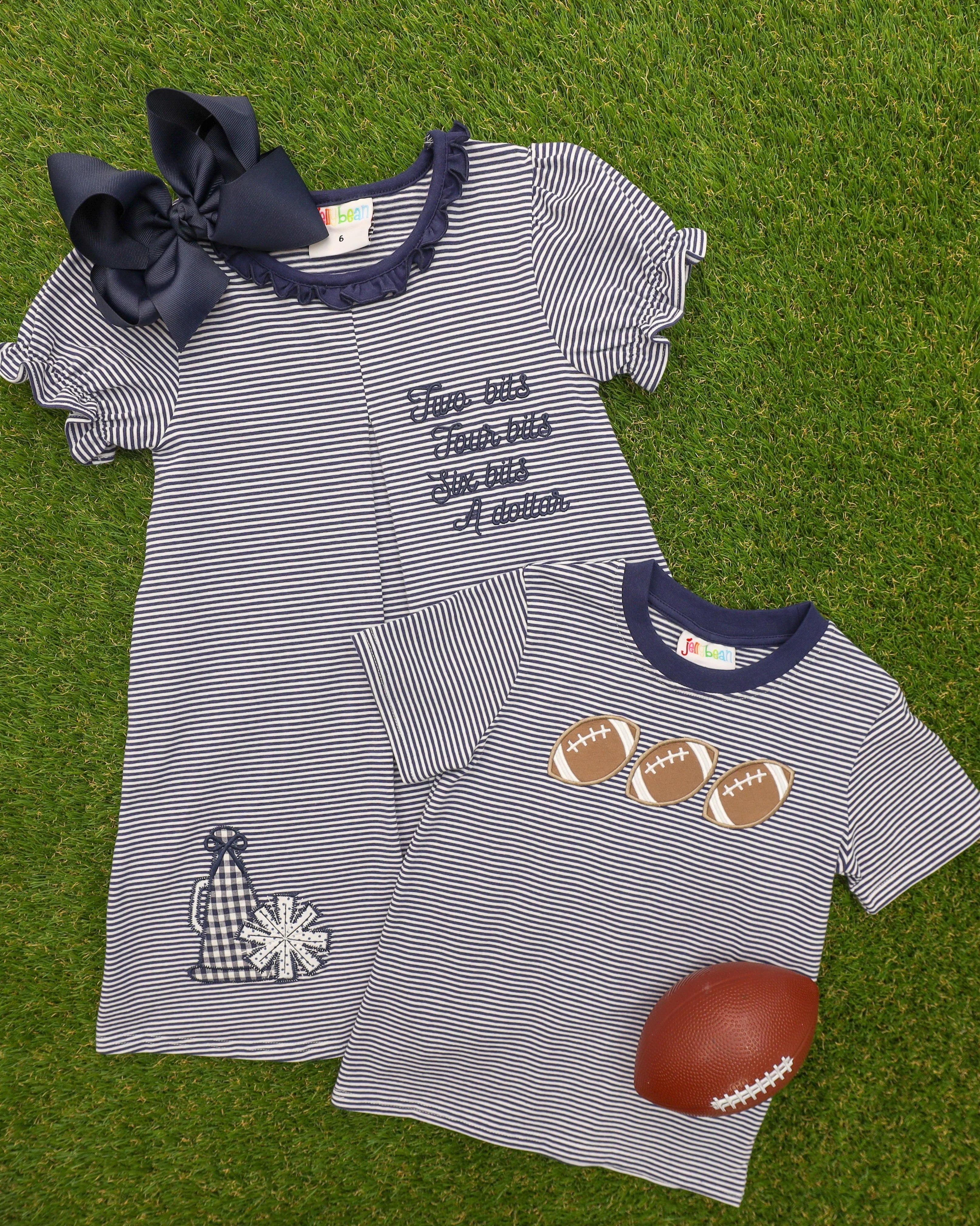 Football Trio Shirt- Navy Stripe