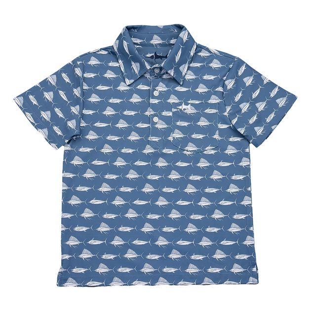 Inshore Performance SS Polo-Navy White Fish