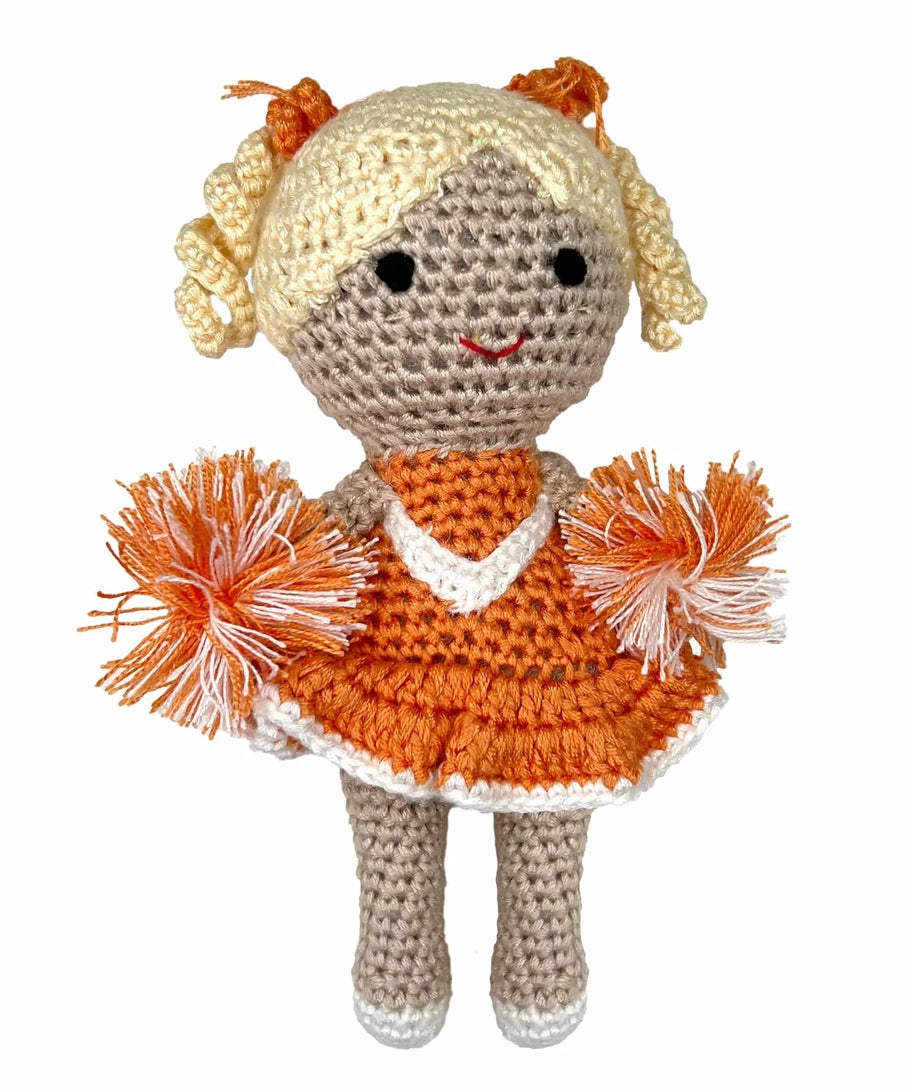Cheerleader Bamboo Crochet Rattles in Multiple Colors