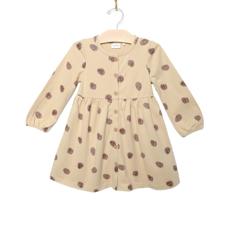 Button Down Dress- Pinecones