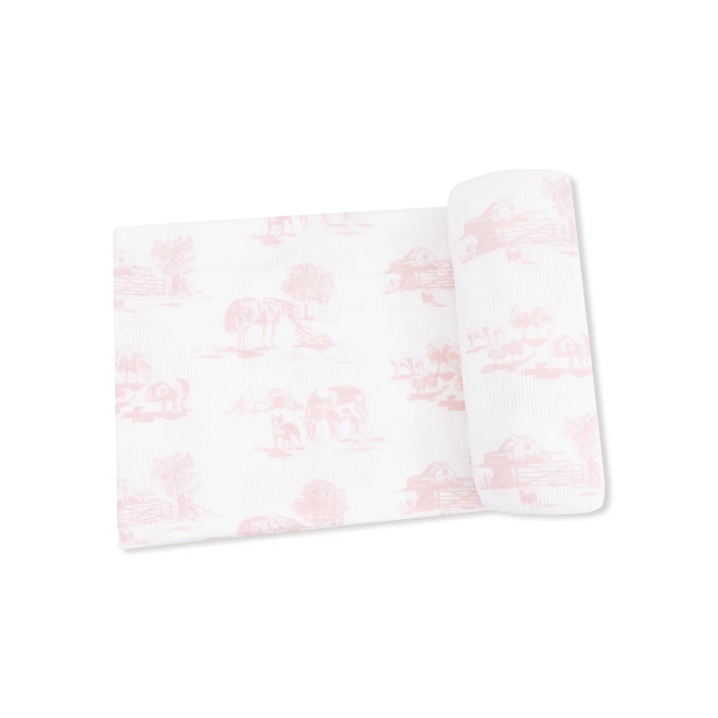 Farm Toile - Pink Swaddle Blanket