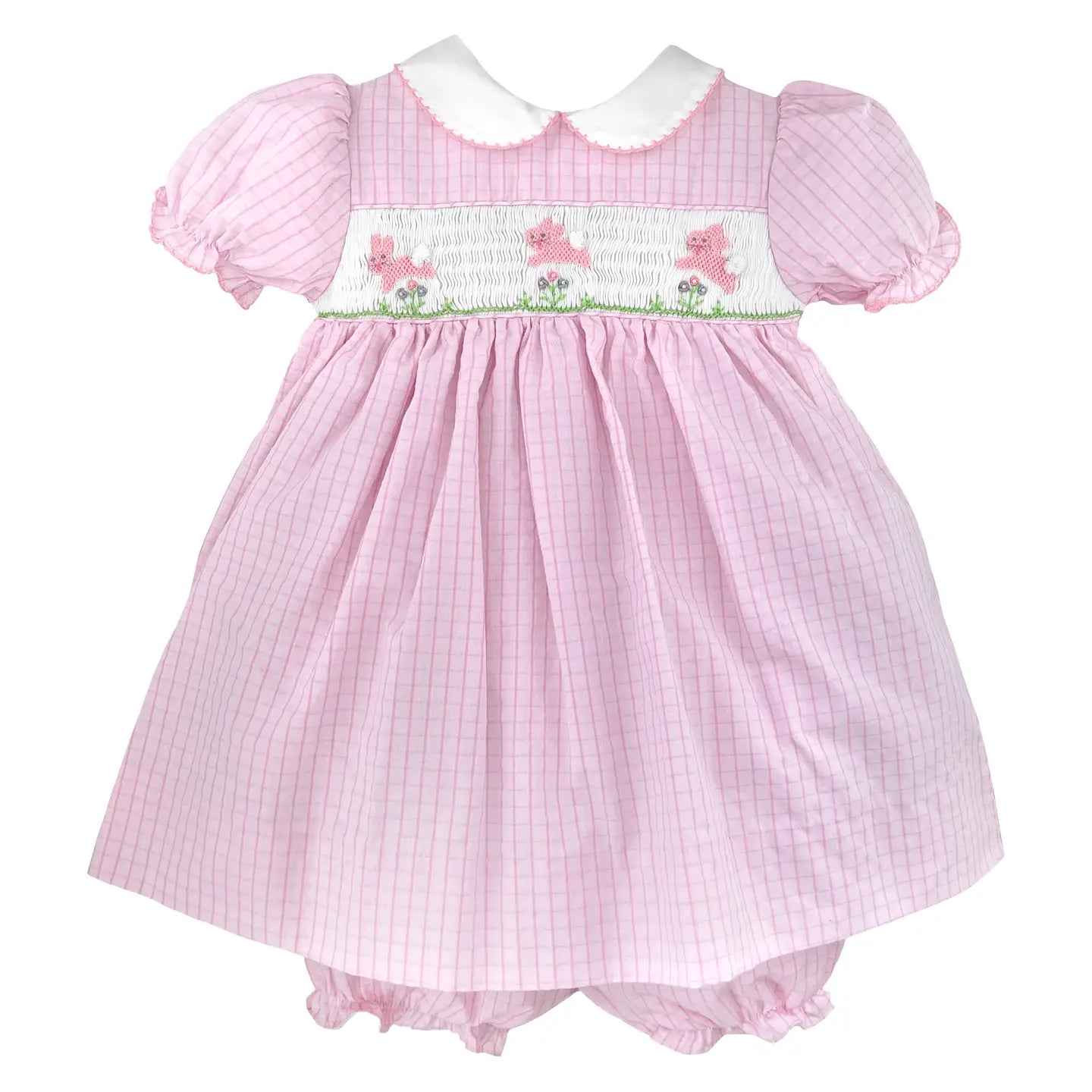 Dress with Hand Picture Smocked Bunnies