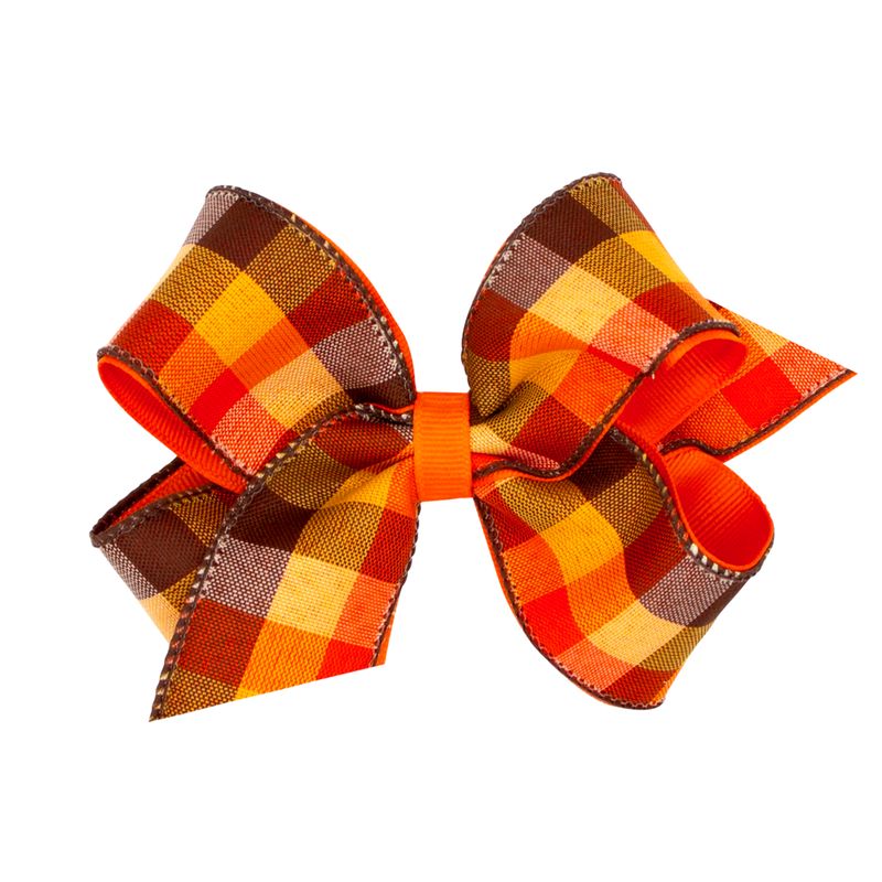 Autumn Harvest Plaid Grosgrain Hair Bow