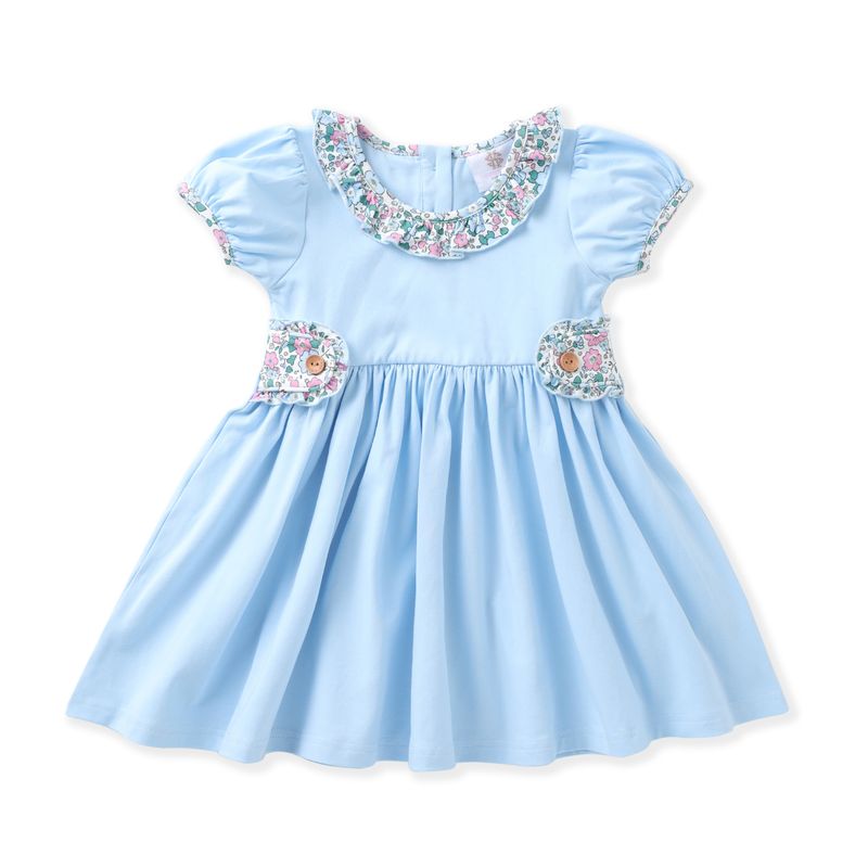 Blue Floral Tab Dress