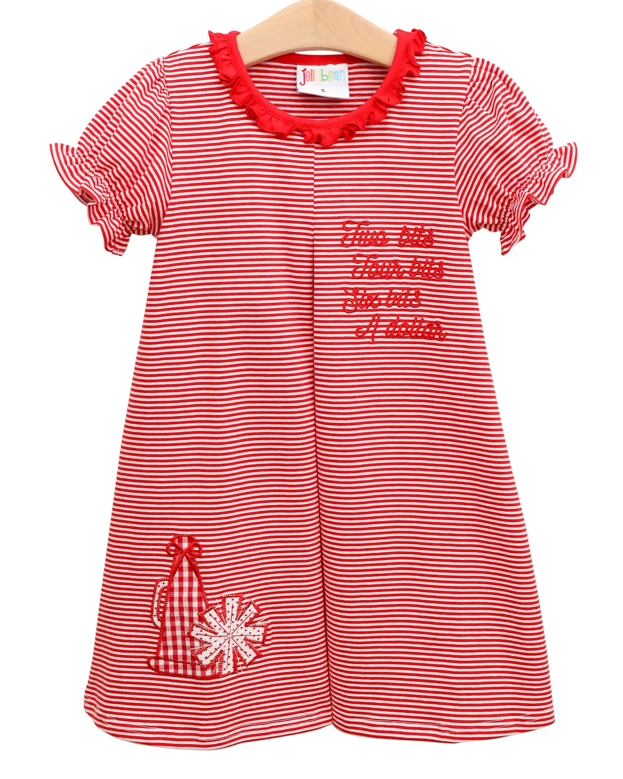 Stand Up and Holler Pleat Dress- Red Stripe