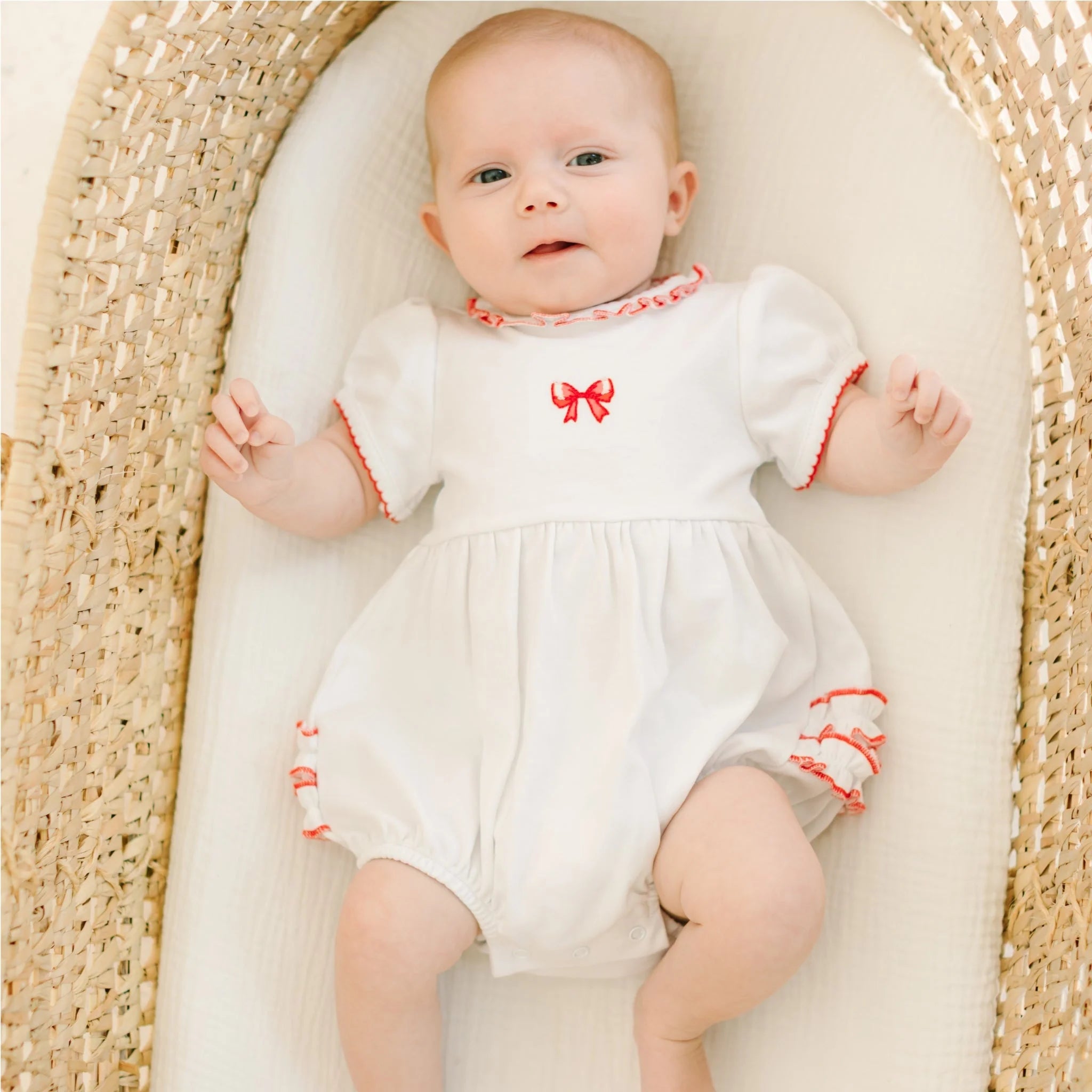 Scarlett Bows Embroidered Short Sleeve Bubble