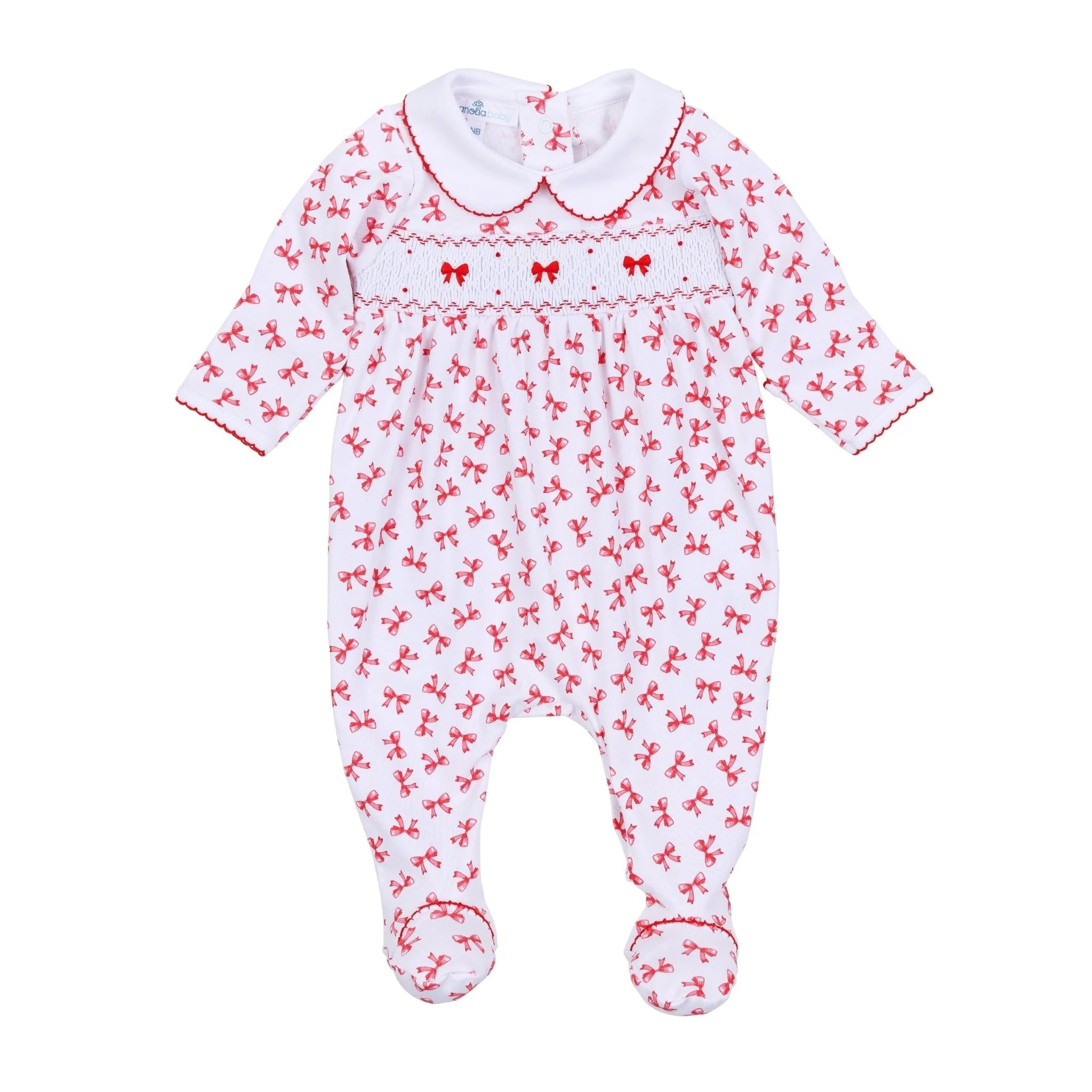 Scarlett Bows Smocked Footie