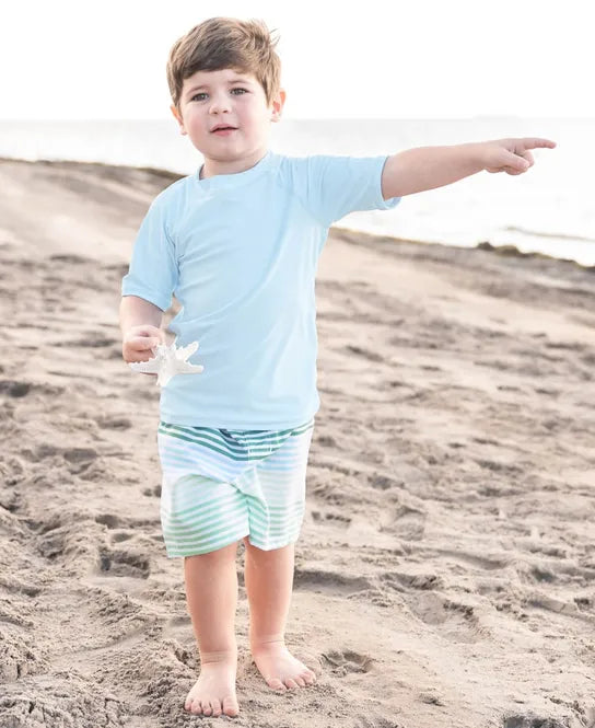Sky Blue Short Sleeve Logo Rash Guard