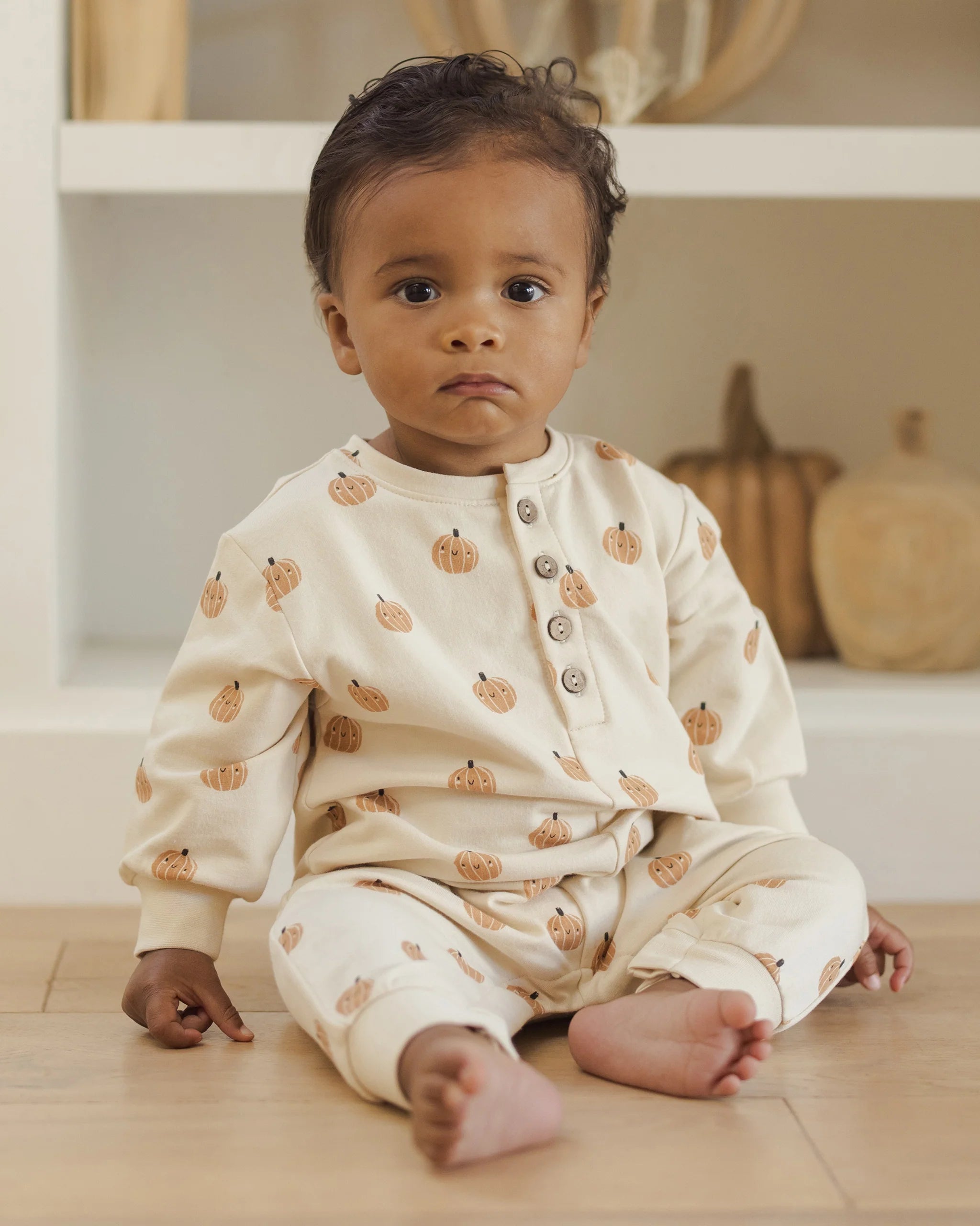 Relaxed Fleece Jumpsuit Smiley Pumpkins