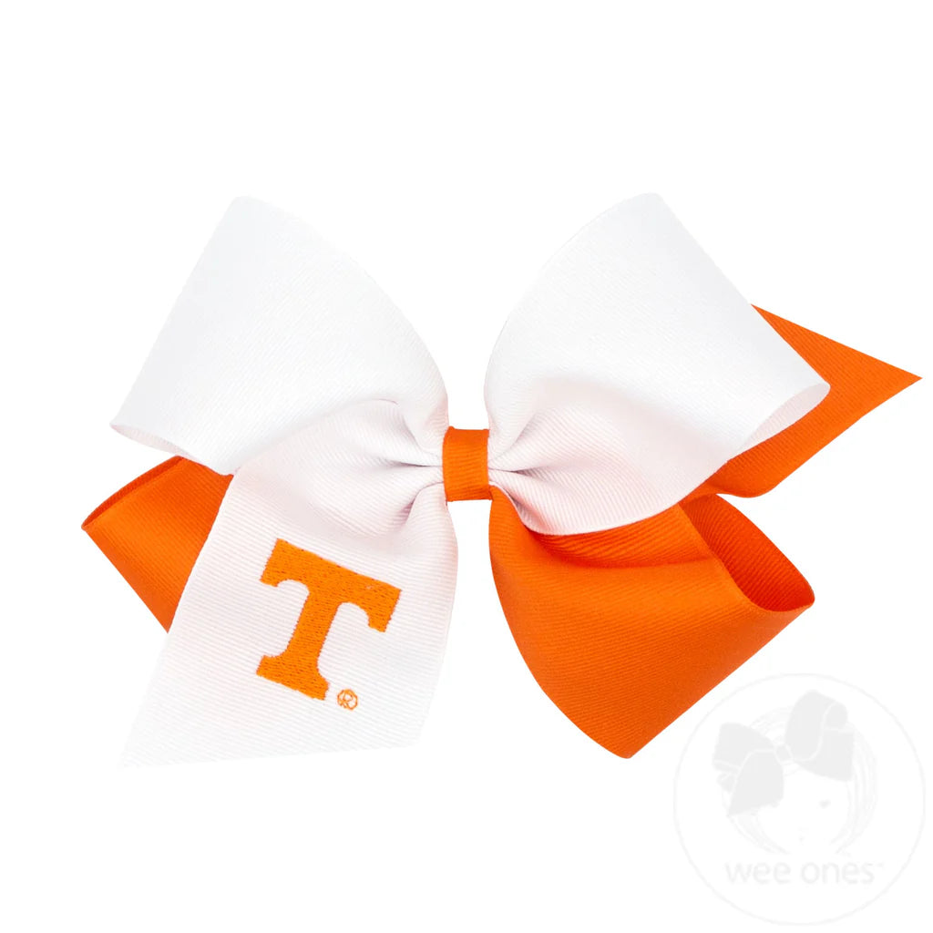 Medium Two-tone Collegiate Embroidered Grosgrain Hair Bow