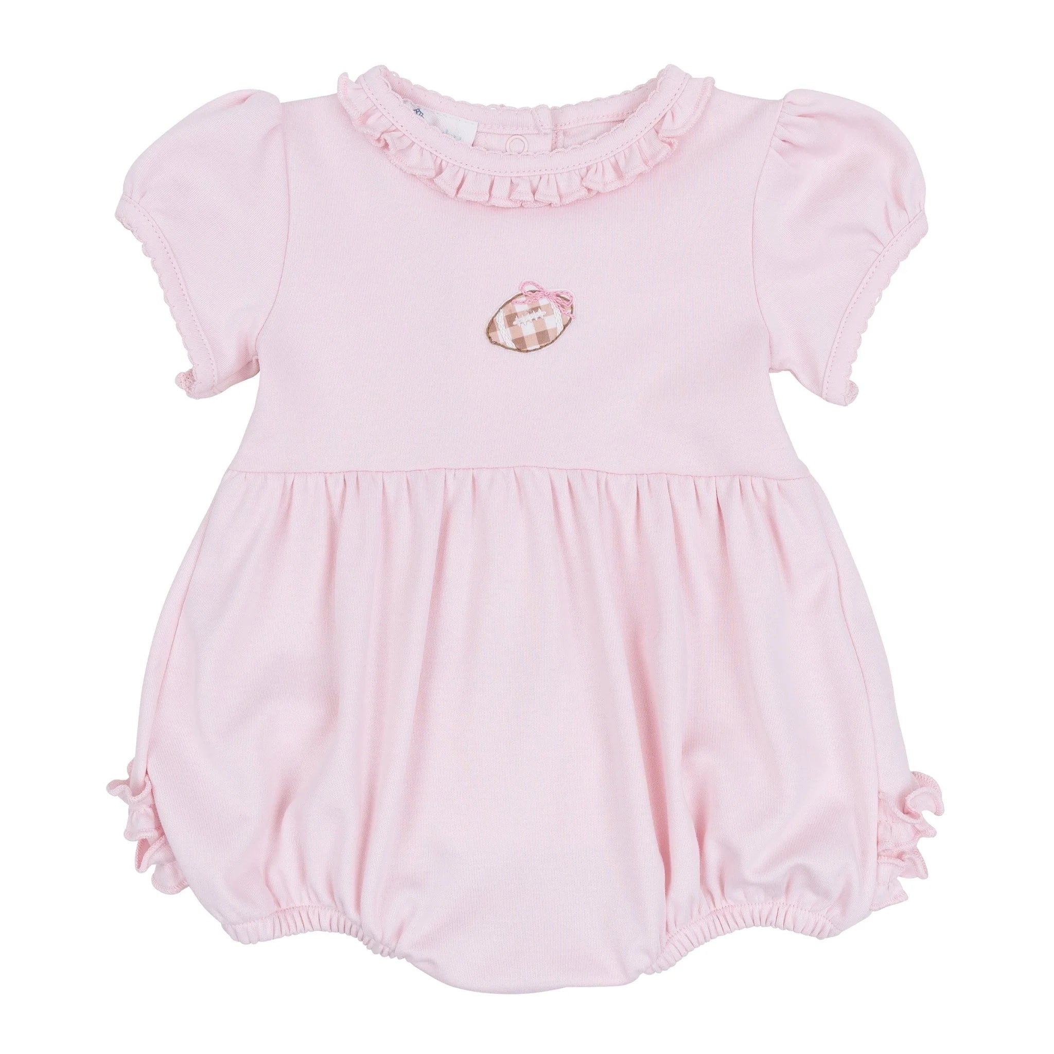 Tiny Tailgater Hand-Embroidered Ruffle Bubble - Pink