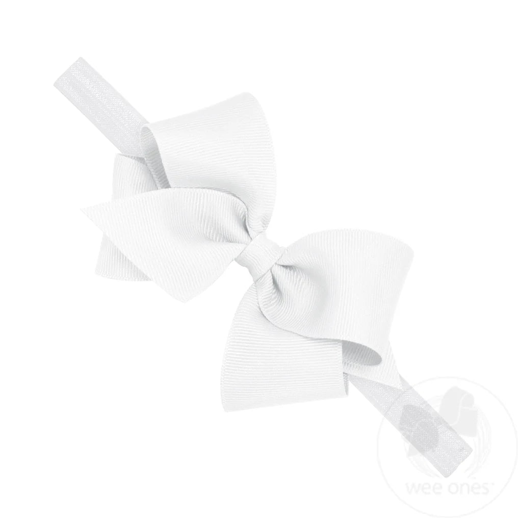 Small Classic Grosgrain Girls Hair Bow on Baby Headband
