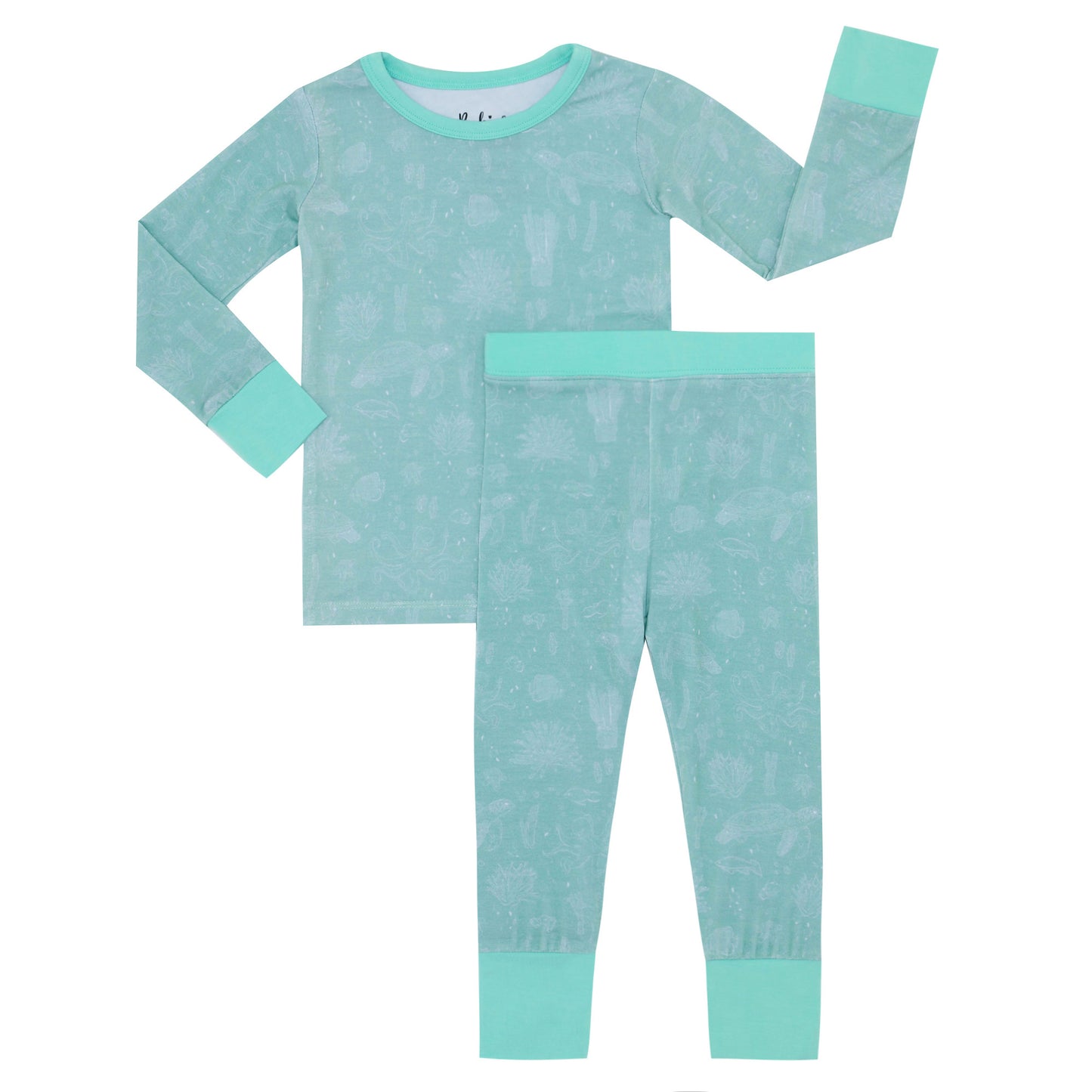 Seafoam Sealife Two-Piece Bamboo Pajama