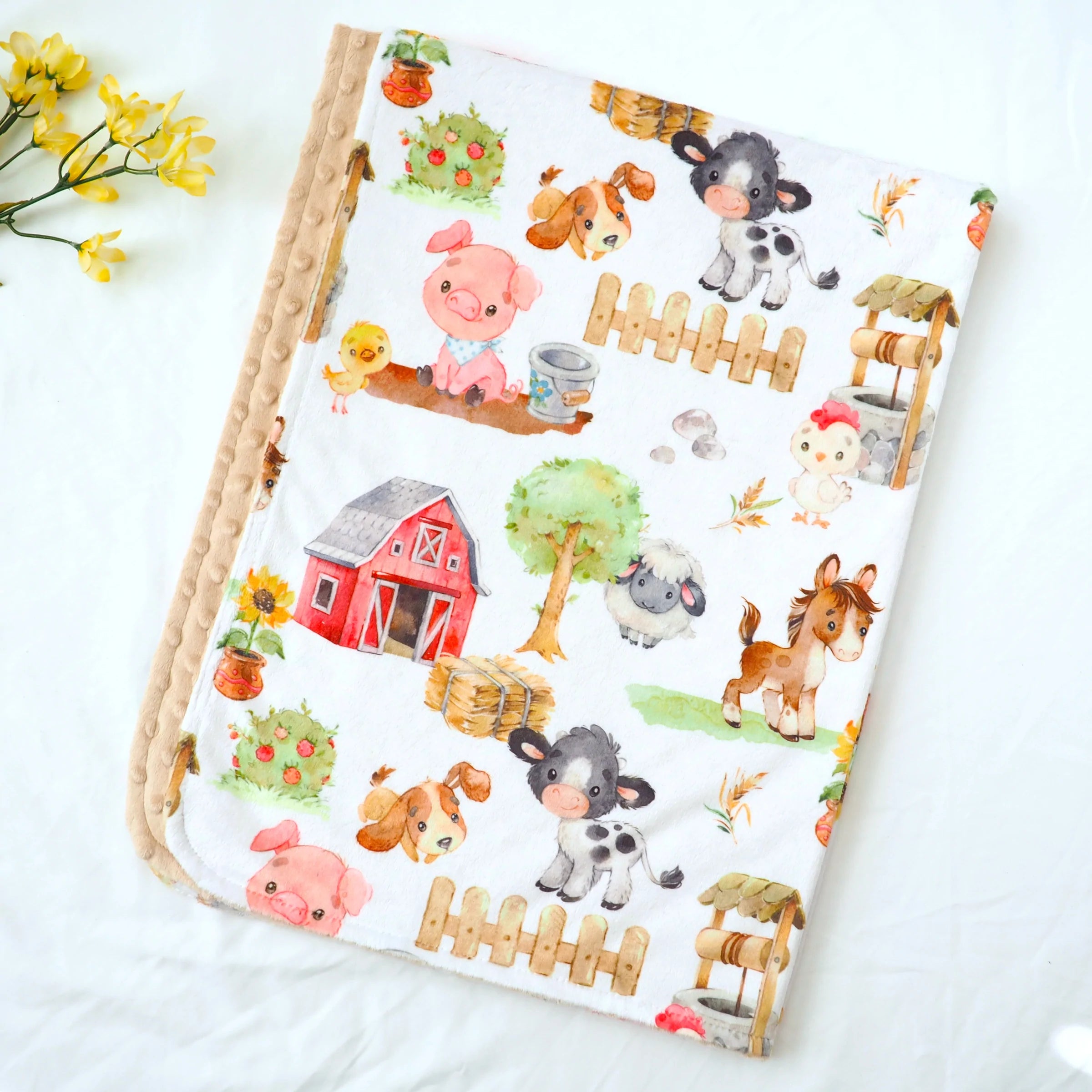 Baby and Toddler Minky Blanket- Farm Animals