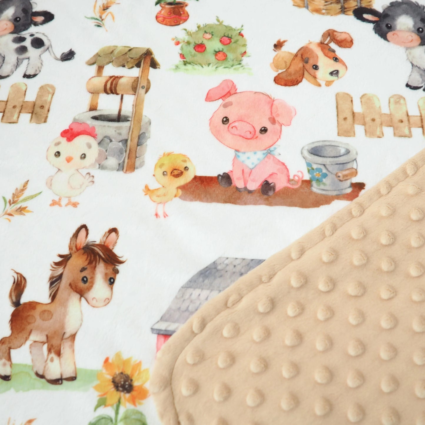 Baby and Toddler Minky Blanket- Farm Animals