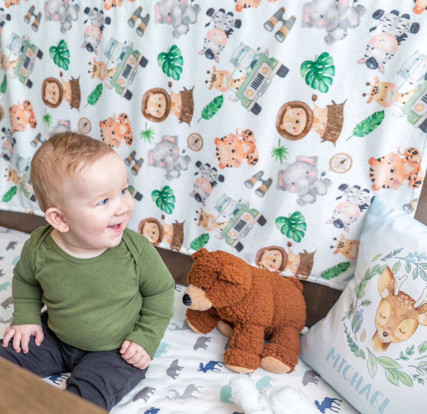 Baby and Toddler Minky Blanket-Safari Animals