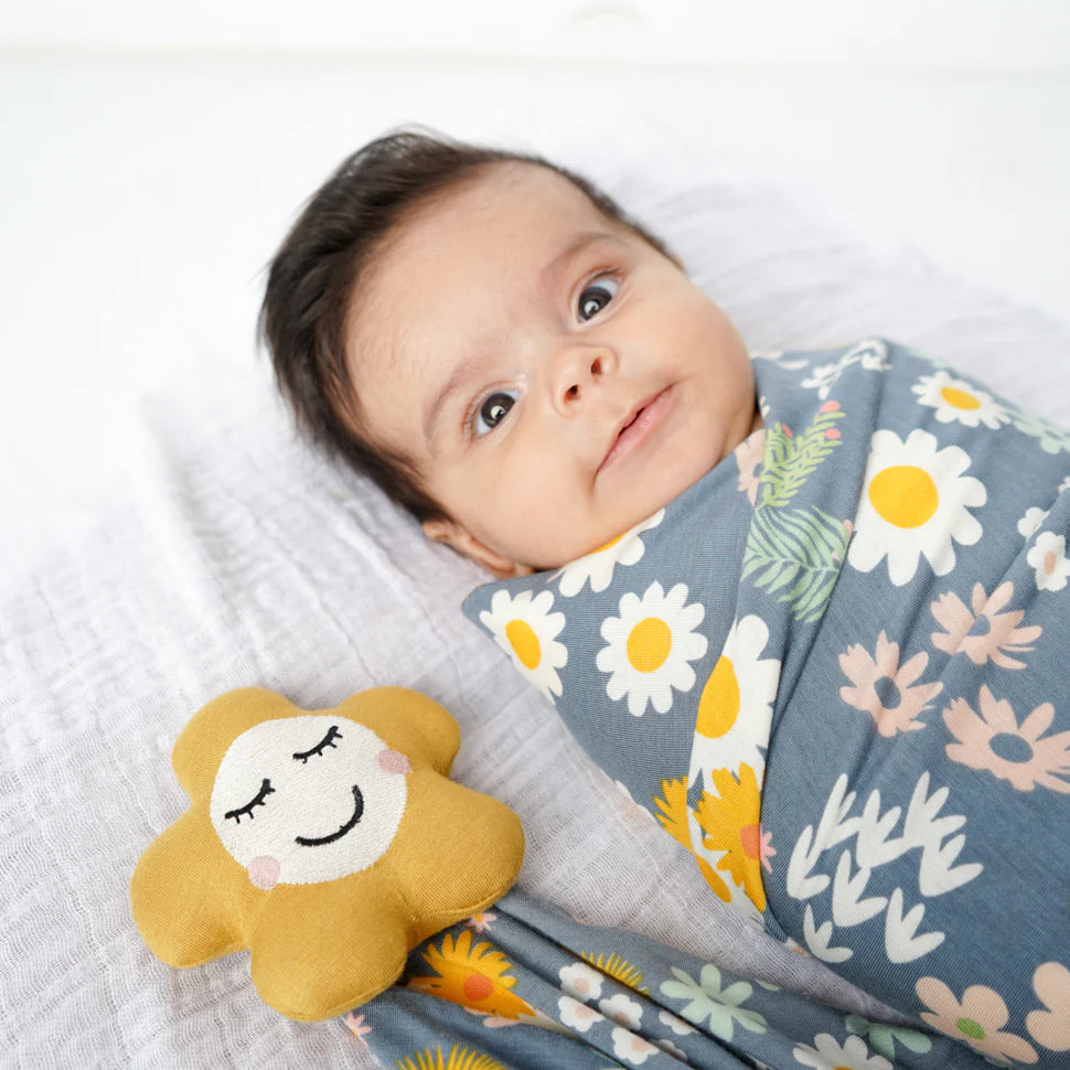 Bamboo Blanket/Swaddle (Blue Daisy)