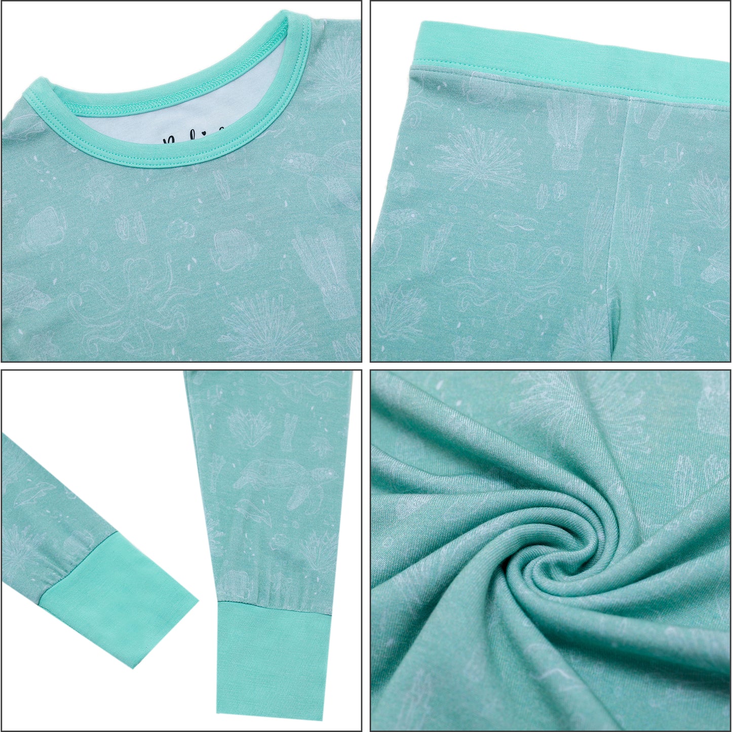 Seafoam Sealife Two-Piece Bamboo Pajama