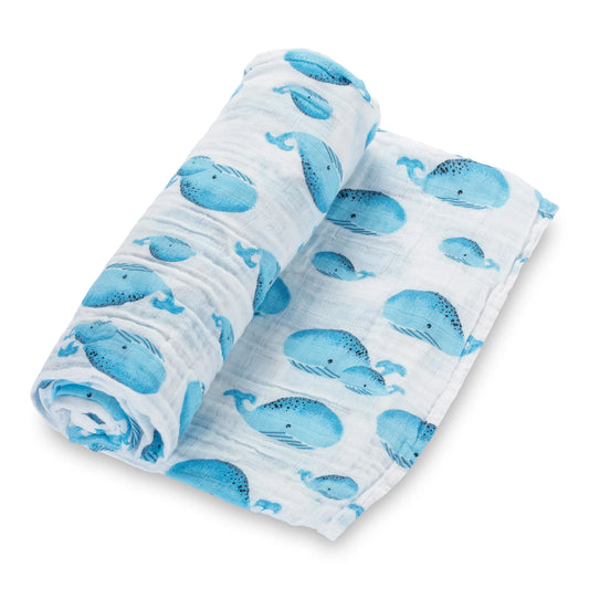 LollyBanks-Whales Muslin Swaddle